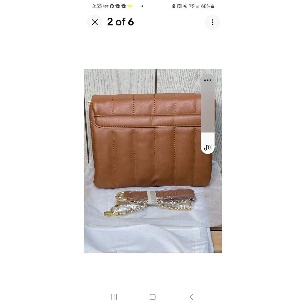 Fawn Design Carmel‎ Brown Quilted Clutch Crossbody Bag Zipper Strap Dust Bag NEW - Picture 2 of 6